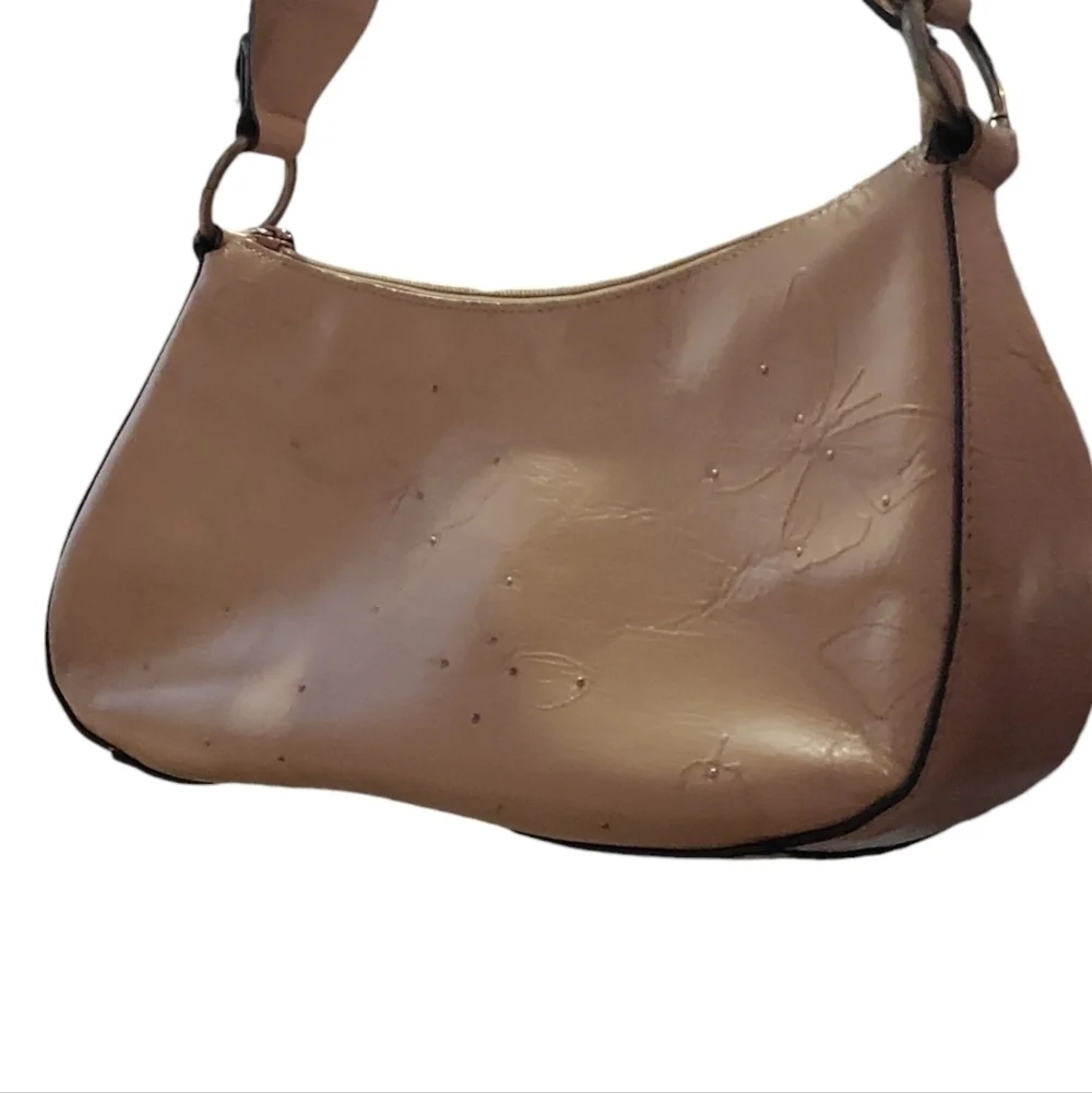 Valerie Stevens Genuine leather Hobo Bag with Embossed studded Butterflies